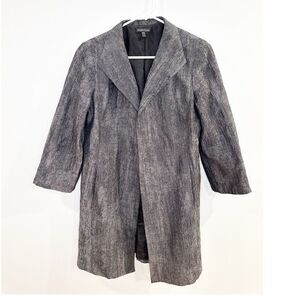 Eileen fisher open front trench coat silk blend gray